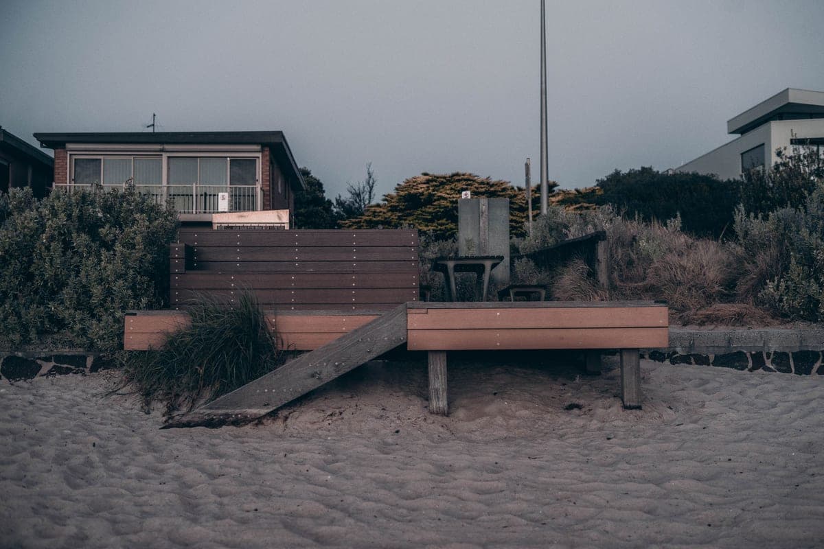 Wooden deck beside a house in daylight